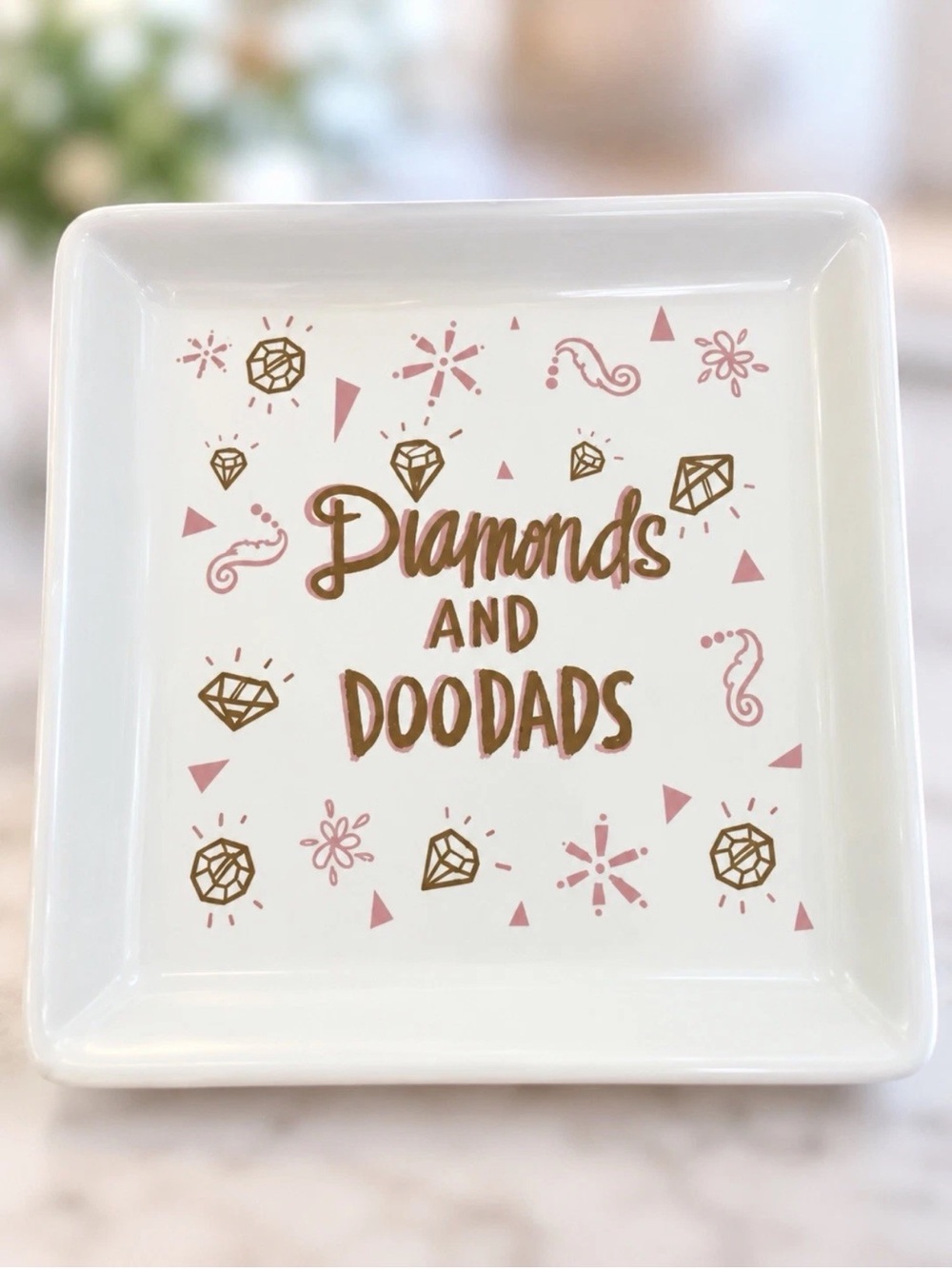 Primitives by Kathy “Diamonds and Doodads” Ceramic Trinket / Jewelry Tray Dish